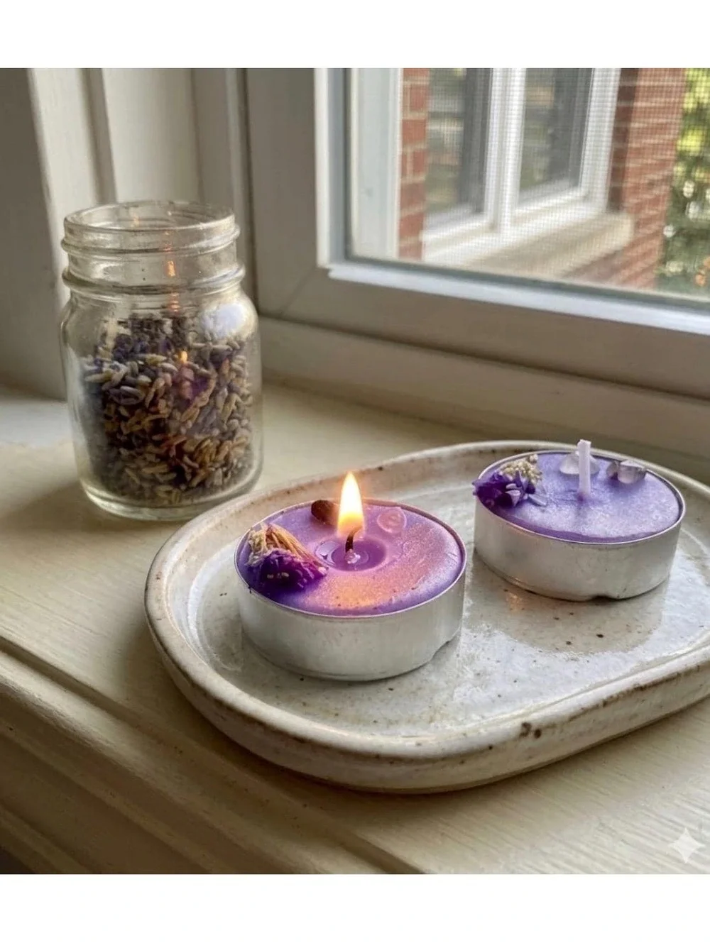 Amethyst Tealight Candles, Lavender Scent, Ritual Candles